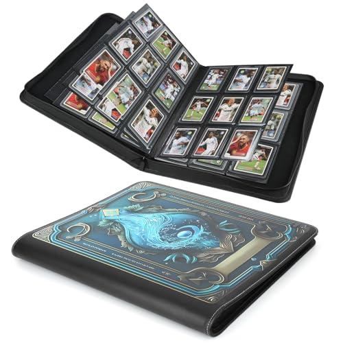 Toploader Binder,Toploader Hard Cases, 9-Pocket Pages Sleeves Hold up 288 Cards.Toploader Card Binder with Sleeves for “3×4” rigid，Card Holder(cyan) - color: cyan, size: 9 Pocket 288 Toploader