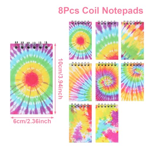8 Pcs Mini Tie Dye Spiral Notebooks 3.9 x 2.4 Inch, Blank Mini Pocket Journal Notebook for Kids Back to School, Journal Mini Memo Pads for Tie Dye Birthday Pastel Art Party Favors Gift Supplies - color: Tie Dye