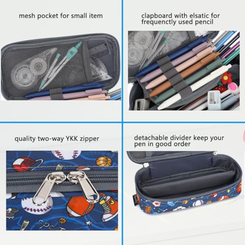 FlowFly Large Capacity Pencil Case for Kids, Boys & Girls – Zippered Multi-Functional Pen Pouch, Soft & Portable Pencil Bag for School, Teens, Students, Football - color: Football