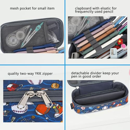 FlowFly Large Capacity Pencil Case for Kids, Boys & Girls – Zippered Multi-Functional Pen Pouch, Soft & Portable Pencil Bag for School, Teens, Students, Football - color: Football