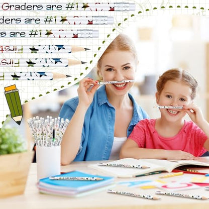 Tenceur 48 Pcs 1st Graders Pencils Bulk Motivational Pencils with Erasers Inspirational Pencil with Back to School Supplies for Kids Student Teacher Classroom Reward - style: 1st Graders