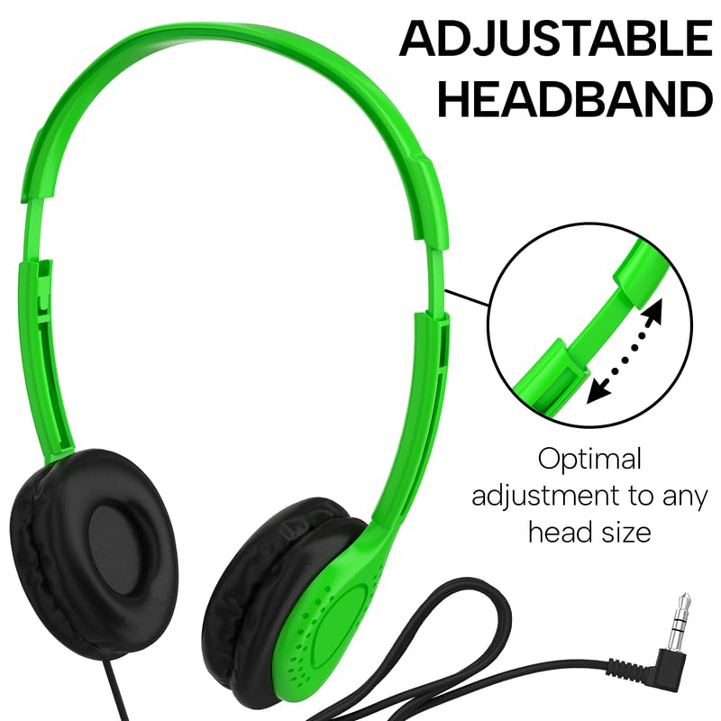 Maeline Adjustable 3.5mm Headphones with Leather Cushions (10 Pack) - color: Multi - Leather, size: 10 Pack