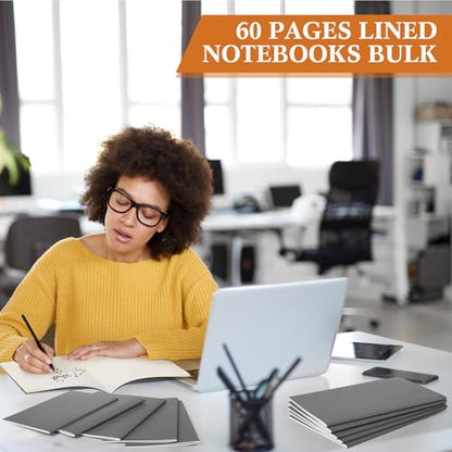 Mimorou 100 Pcs Journals Notebooks Bulk - Kraft Softcover A5 Small Notebooks 5.5 Inch x 8.3 Inch Notepads with 60 Page 30 Sheet for Writing Sketch Travel Office Supplies(Grey,Lined) - color: Grey, style: Lined