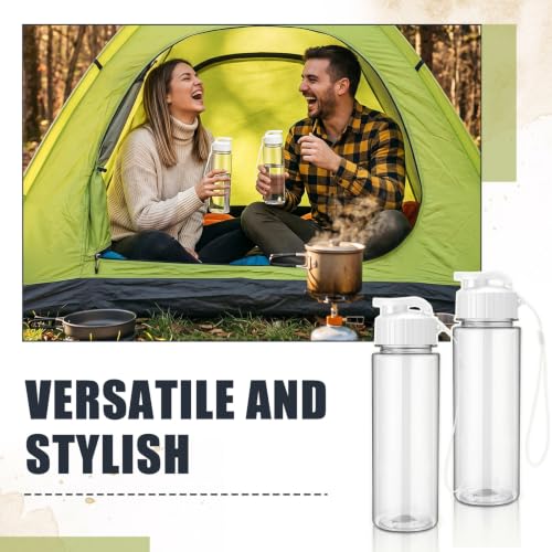 Mifoci 40 Pieces Plastic Water Bottle Bulk for Kids Adults 17 oz Reusable Large Water Bottle Bulk with Handle Strap Lightweight Leakproof Flip Top for Party Outdoor School(Clear,White) - color: Clear,White