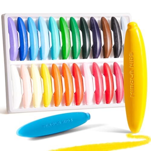 24 Colors 100% Pure Beeswax Crayons for Toddlers 1-3,Non-Toxic Crayons with 108 Free Coloring Books PDF Pages, Safe for Babies and Toddlers, Washable Crayon For Kids Ages 4-8 Unbreakable, Easy To Hold - style: 24 Colors Banana Shape Crayons