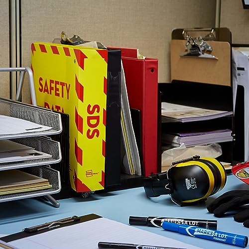 Avery Heavy-Duty Industrial SDS Binder, 1.5 One-Touch EZD Rings, 400-Sheet Capacity, Yellow/Red Border (18950) - size: 1.5", style: Heavy-Duty