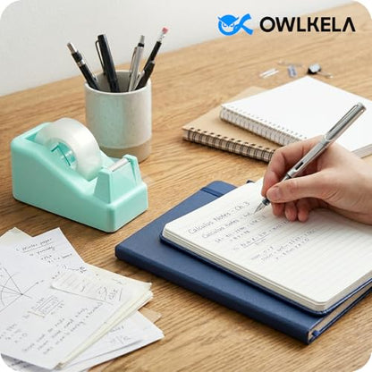 OWLKELA Lightweight Desktop Tape Dispenser, Non-Skid Base Tape with Dispenser, Ideal for Office, Home and School, 1 Pack Tape Holder with 8Pcs Transparent Tape, 0.71 Inch x 1000 Inches, Green - color: Green, size: 1 Pcs