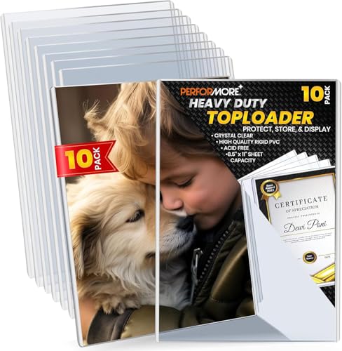 10 Pack 8.5 x 11 Rigid Print Protectors, Acid Free Heavy Duty Plastic | Page Protectors, Plastic Sleeves for Paper, Top Loaders, Birth Certificate, Documents, Waterproof, Archival Safe, Photos