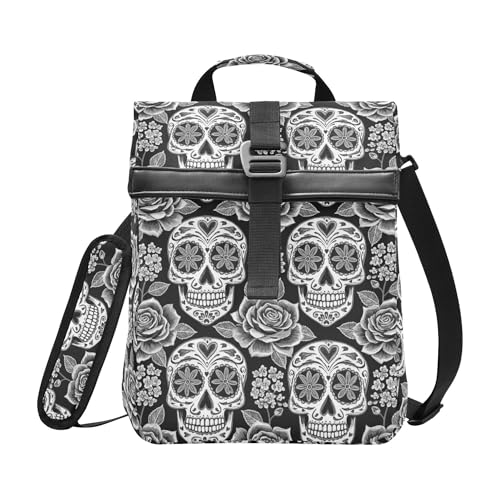 MNSRUU Insulated Lunch Bags Women Men, Abstract Floral Skulls Portable Reusable Thermal Meal Tote Cooler Bag Organizer, Adjustable Shoulder Strap, Handle - color: Skulls 035