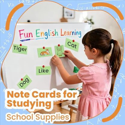 300 Count Green Index Cards 3x5 Inch with Ring, Heavy Weight Flash Cards, Note Taking Supplies, Portable Note Cards, Study Flashcards for Students & Teachers, Office Home School Study Supplies - color: Green