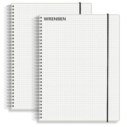 A5 Spiral Notebook 120gsm Graph Paper Notebook 160 Pages Per Hardcover Grid Notebooks 5.7 x 8.3 Inches (2 Pack) - size: A5(5.7"×8.3"), style: Grid / 2PCS