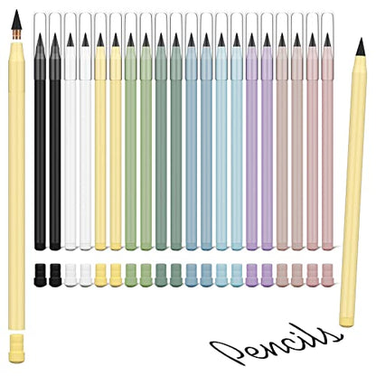 Ainiv Everlasting Pencil - 20 Pack Infinity Pencils with 20 Extra Erasers, Ideal for Home, Office, School Writing & Drawing - color: 20 Pieces-Morandi Colors