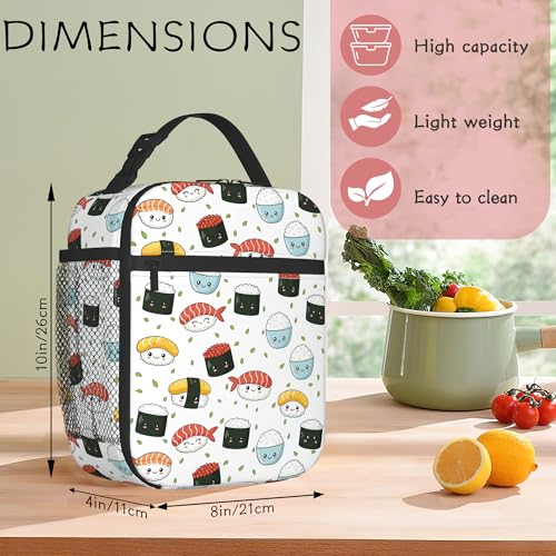Sushi Lunch Bag for Kids, Insulated School Lunch Tote | Cute reusable lunch bag with large capacity, insulated cooler tote for girls boys school, outdoor activities and snacks - color: Cute Sushi
