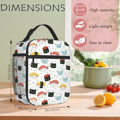 Sushi Lunch Bag for Kids, Insulated School Lunch Tote | Cute reusable lunch bag with large capacity, insulated cooler tote for girls boys school, outdoor activities and snacks - color: Cute Sushi