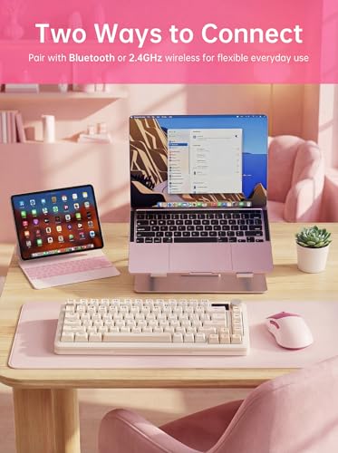 hunart H6 49g Wireless Mouse, Bluetooth & 2.4GHz Rechargeable Mouse, Lightweight Silent Ergonomic Mouse with USB-C Charging, Portable Right-Hand Office Mouse for Laptop, PC, MacBook(Berry Pink) - color: Berry Pink