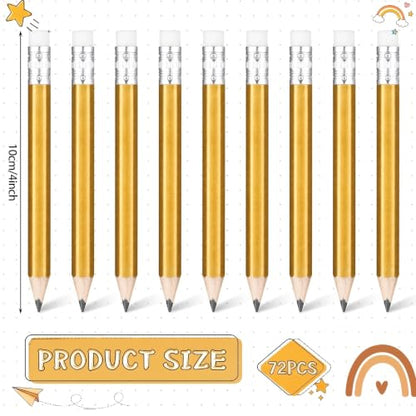 Outus 72 Pieces Golf Pencils Half Pencils with Eraser Mini Bulk Short #2 HB Pre Sharpened for Bridal Shower Wedding Office (Gold) - color: Gold