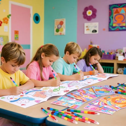 BenLouis 24 Hippie Boho Mini Coloring Books Kids with 24 Stacking Crayons Retro Daisy Party Favors Activity Books Bulk for Kids Two Groovy Goodie Bag Gift Stuffer Classroom Reward - style: Hippie Boho