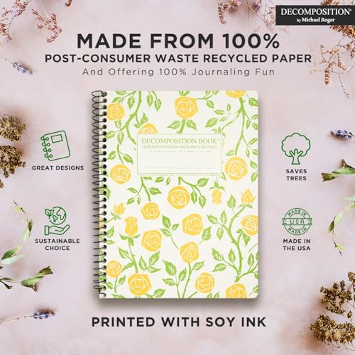 Decomposition Roses College Ruled Spiral Notebooks – 9.75 x 7.5 Journal with 160 Lined Pages – Cute Notebooks for School Supplies, Home & Office – 100% Recycled Paper – Made in USA - color: Roses, style: Spiral-bound
