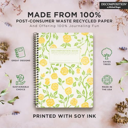 Decomposition Roses College Ruled Spiral Notebooks – 9.75 x 7.5 Journal with 160 Lined Pages – Cute Notebooks for School Supplies, Home & Office – 100% Recycled Paper – Made in USA - color: Roses, style: Spiral-bound