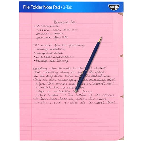 Find It File Folder Notepad - Pack of 36-9.5 x 12.5 Inch Notebook Organizer Folders for Filing, Document, and Clipboard Organization - Pink - color: Pink, size: 36 Folders