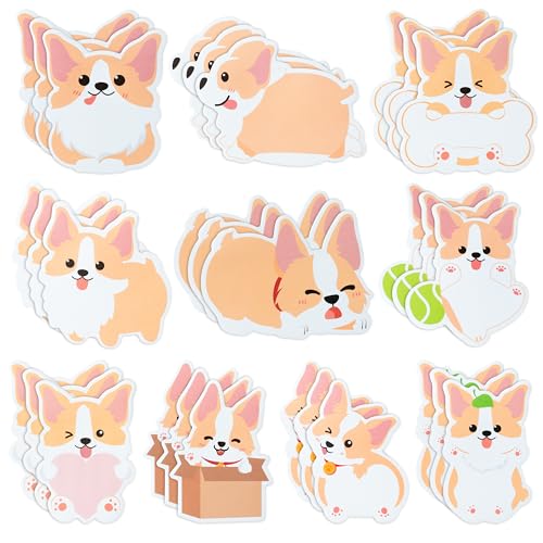 Xqumoi 30 Pack Corgi Sticky Notes - Cute Cartoon Corgi Self Sticky Notepads Writing Memo Pads Animal Page Marker for Back to School Office Supplies Party Favors Goodies Bag Fillers, Total 600 Sheets - style: Corgi