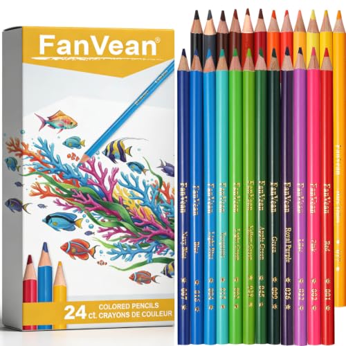 24 Colored Pencils Set,Soft Core Color Pencils for Kids Adults,Vibrant Colors,Break-Resistant,Pre-Sharpened Art Pencils for Drawing, Sketching, Blending, Coloring Books & School Supplies - size: 24 colors