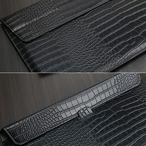 Laptop Sleeve Case 13-13.6 Inch Crocodile PU Leather Flip Cover with Stand Function for 2016-2026 MacBook Neo 13 A18 Pro A3404 Air 13 Pro 13 M5 M4 M3 M2 M1, for HP Dell Lenovo Laptop, Black - color: Black