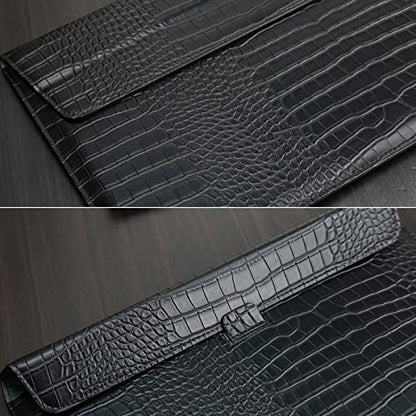 Laptop Sleeve Case 13-13.6 Inch Crocodile PU Leather Flip Cover with Stand Function for 2016-2026 MacBook Neo 13 A18 Pro A3404 Air 13 Pro 13 M5 M4 M3 M2 M1, for HP Dell Lenovo Laptop, Black - color: Black