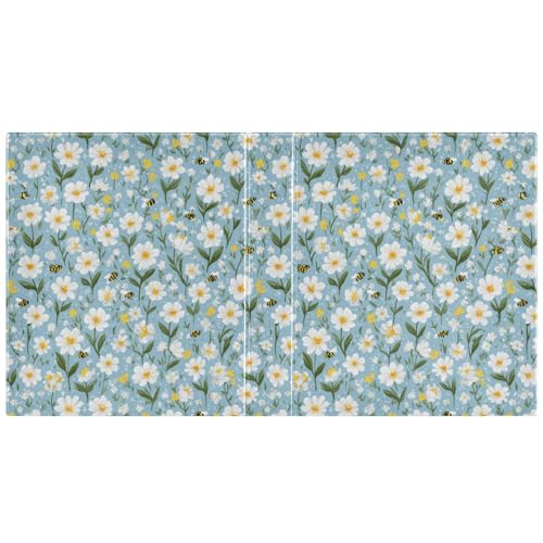 Mini Bee Daisy 3 Ring Binder 1.5 Inch Binder with Clipboard PVC Pockets Fits 8.5 x 11 Inch Paper Holds 200 Sheets for School and Office Supplies