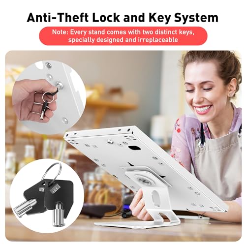 AboveTEK Anti-Theft Tablet Stand – iPad Locking & Security Stand, Countertop & Wall Mount POS Stand, 360° Swivel Kiosk Stand for iPad/iPad Air/iPad Pro – Ideal for Retail Business (White) - color: White