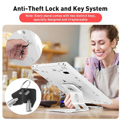 AboveTEK Anti-Theft Tablet Stand – iPad Locking & Security Stand, Countertop & Wall Mount POS Stand, 360° Swivel Kiosk Stand for iPad/iPad Air/iPad Pro – Ideal for Retail Business (White) - color: White