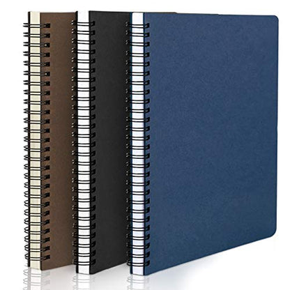 EUSOAR College Ruled Spiral Notebook, A5 3packs 5.5"X8.3" 120 Pages Lined Travel Writing Journal, Memo Notepad Sketchbook, Students Office Business Subject Diary Ruled Spiral Book Journal-3 Colors - color: Black, Royal Blue, Coffee, size: 3 Packs