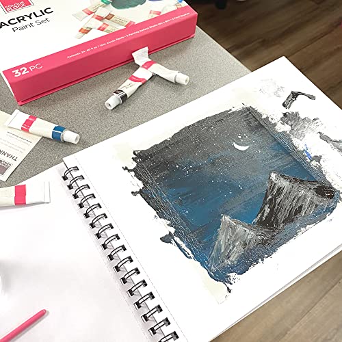 COLOUR BLOCK Acrylic Paper Pad Spiral Notebook/Drawing Book, 9x12 in, 15 Sheets 115 Pound Pressed- Acid Free Art Supplies, Sketch Pad Ideal for Beginners and Drawing While on The Go