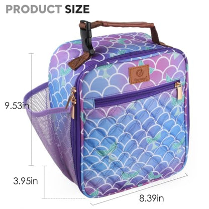 Genteen Kids Lunch Box Insulated Soft Mini Cooler with Bottle Holder, Lightweight Reusable Easy-Clean Lunch bag for Girls, Boys Back to School-Mermaid - color: Mermaid