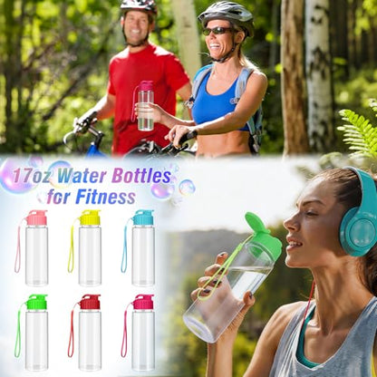 mwellewm Bulk Water Bottles 24 Pack 17 oz Reusable Plastic Water Bottles Bulk with Leak Proof Flip Top for Gym Sports Outdoor Fitness Party Clasroom School Activities Camping Office Travel(Colorful)