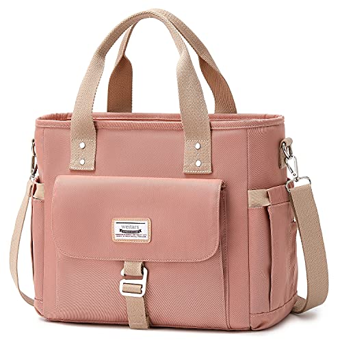 Weitars Lunch Bag for Women Work,Insulated Lunch Box Extra Large Lunch Tote Bag,Wide-Open Tote Cooler Bag With Removable Shoulder Strap with Side Pocket,Lunchbag For Picnic Hiking Beach - color: Pink