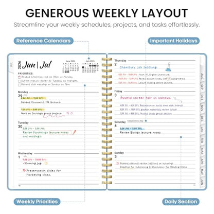 Planner 2026-2027, 6.3" x 8.5" Weekly and Monthly Academic Year Planner Calendar, July 2026 - June 2027, Hardcover Large School Planning Agenda With Tabs, Perfect for School & Office Supplies, A5, Baby Blue - color: G-Baby Blue, size: A5(6.3"x8.5")
