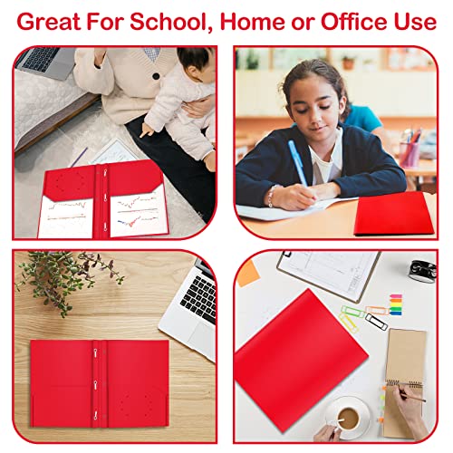 Heavy Duty Plastic Folder, 60 Pack, Pocket Folder with brads, Letter Size Poly File, Plastic Folders with 3 Prongs Fasteners - Red - color: Red, size: 60 PACK