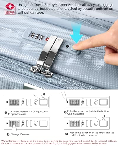 Hanke 24 Inch Expandable Luggage Top Opening Checked Bag Luggage Hard Shell Suitcases with Wheels Lightweight Travel Luggage Medium Suitcase with Lock for Woman Men-Grey - color: Grey, size: 24 Inch Expandable