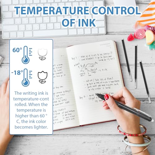 16 Pcs 0.7 mm Erasable Pen Refills Compatible for Pilot FriXion, Friction Heat Erasable Gel Ink Refill, Replaceable Medium Fine Point clicker Refill Stationery (Black) - style: Black
