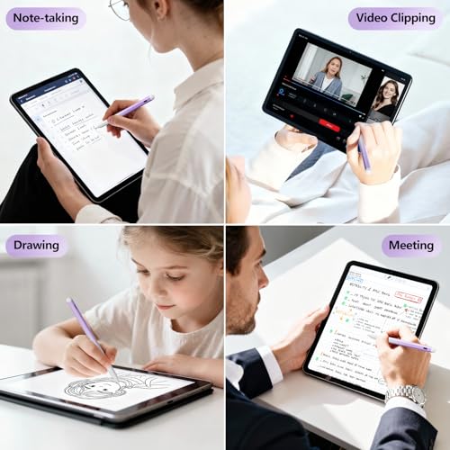 Stylus Pen for iPad 6-11th Gen 2X Fast Charge, Palm Rejection-White Purple | Tilt Sensitivity, USB-C Charge, Compatible with 2018-2026 Apple Pencil iPad Pro 11/12.9/13, Air 3/4/5/M2/M3/M4, mini 5/6/7 - color: White Purple
