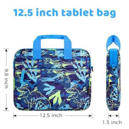 Choco Mocha Kids Tablet Sleeve Bag for Boys & Girls, (10-12.5Inch) - color: Dinosaur-blue 12.5inch, size: 12.5inch(12.5 x 9.8 x 1.3)