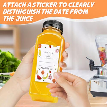 Leaflai Juice Bottles - 12oz Bottles with Lids, 6 pcs Plastic Juice Containers with Caps Reusable Drink Containers for Juice Milk Coffee Water Smoothie and Other Beverages Christmas gifts - size: 12oz