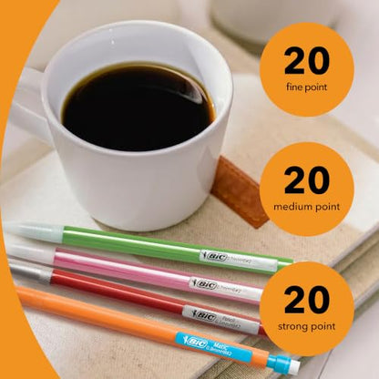 BIC Mechanical Pencil Variety Pack, Number 2 Mechanical Pencils With Erasers, Fine Point (0.5mm), Medium Point (0.7mm) and Thick Point (0.9mm), 60 Count, Bulk Mechanical Pencils for School or Work