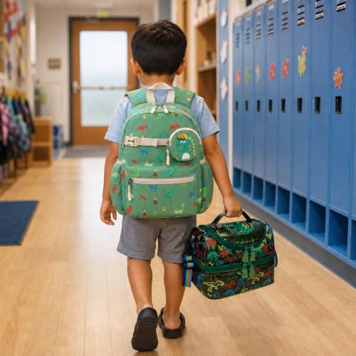 RHCPFOVR Kids Lunch Bag - Double Decker Cooler Insulated Lunch Box for Boys Girls,Washable Lunch Bag and Reusable Toddler Lunchbox for School and Daycare - color: Dinosaur