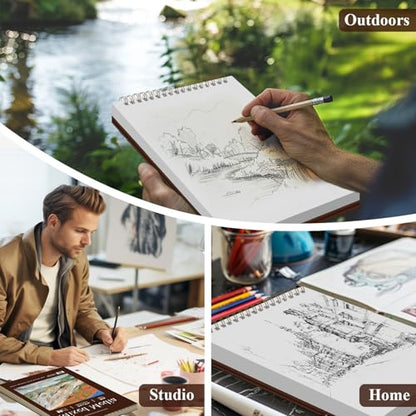Mixed Media Sketchbook 9" x 12" - Multimedia Sketchbook Hardcover, Spiral Bound, 60 Sheets 98lb/160gsm Mixed Media Paper, Watercolor Sketch Books for Artist Supplies, Painting, Drawing & Art Supplies. - size: 9" x 12" (Pack of 1)