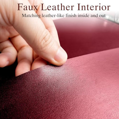 Large 2 Inch D-Ring 3 Ring Binder, Faux Leather, Red | Faux leather inside and out; large cover fits 8.5 x 11 paper, sheet protectors, dividers, certificates, and files. - color: Red, size: 2 Inch