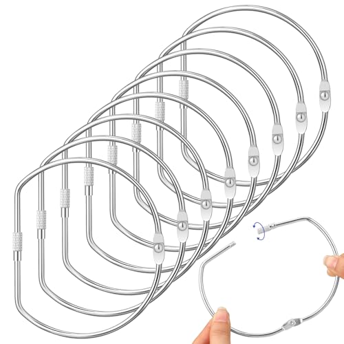 Dunzoom 8 Pack 4 Inch Loose Leaf Binder Rings Large Book Metal D-Shaped Rings with Nickel Plated Steel for Index Cards Keychain Washi Tape Receipts Memos Files DIY Photos Craft Supplies - size: 4 Inch