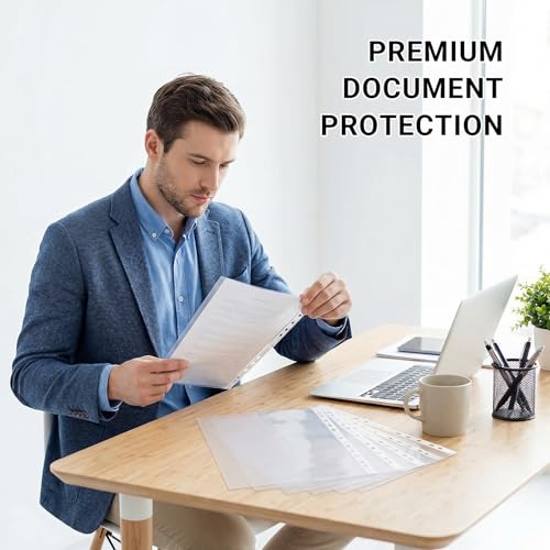 Clear Protector Sheets 50 Pack, 8.3 x 11.7 Inch Durable Plastic, 11-Hole Reinforced Edge, Letter Size, Compatible with 2/3/4 Ring Binders, Document Protection for Office & Home