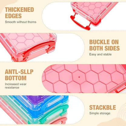 Gueevin 24 Pcs Large Capacity Plastic Pencil Box Clear Plastic Pencil Case Crayon Box with Snap Tight Lid Watercolor Pen Storage Brush Organizer Drawing Tools Container (Dark) - color: Dark